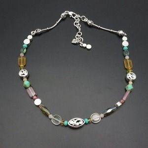 Brighton Multi Color Mixed Media Collar Necklace 16.5"